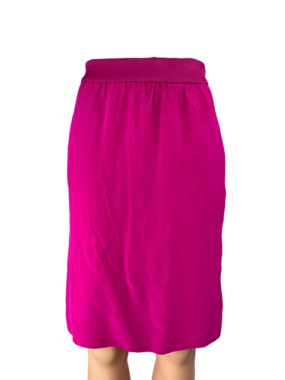 Liz Claiborne 100% Silk Women's Pink Elastic Waist Knee Length Pencil Skirt Sz S